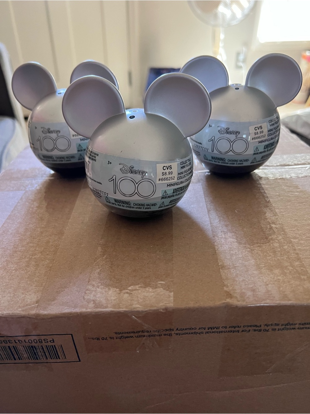 Disney 100 Silver Mickey Ears Surprise Collectible Balls, 3 pack